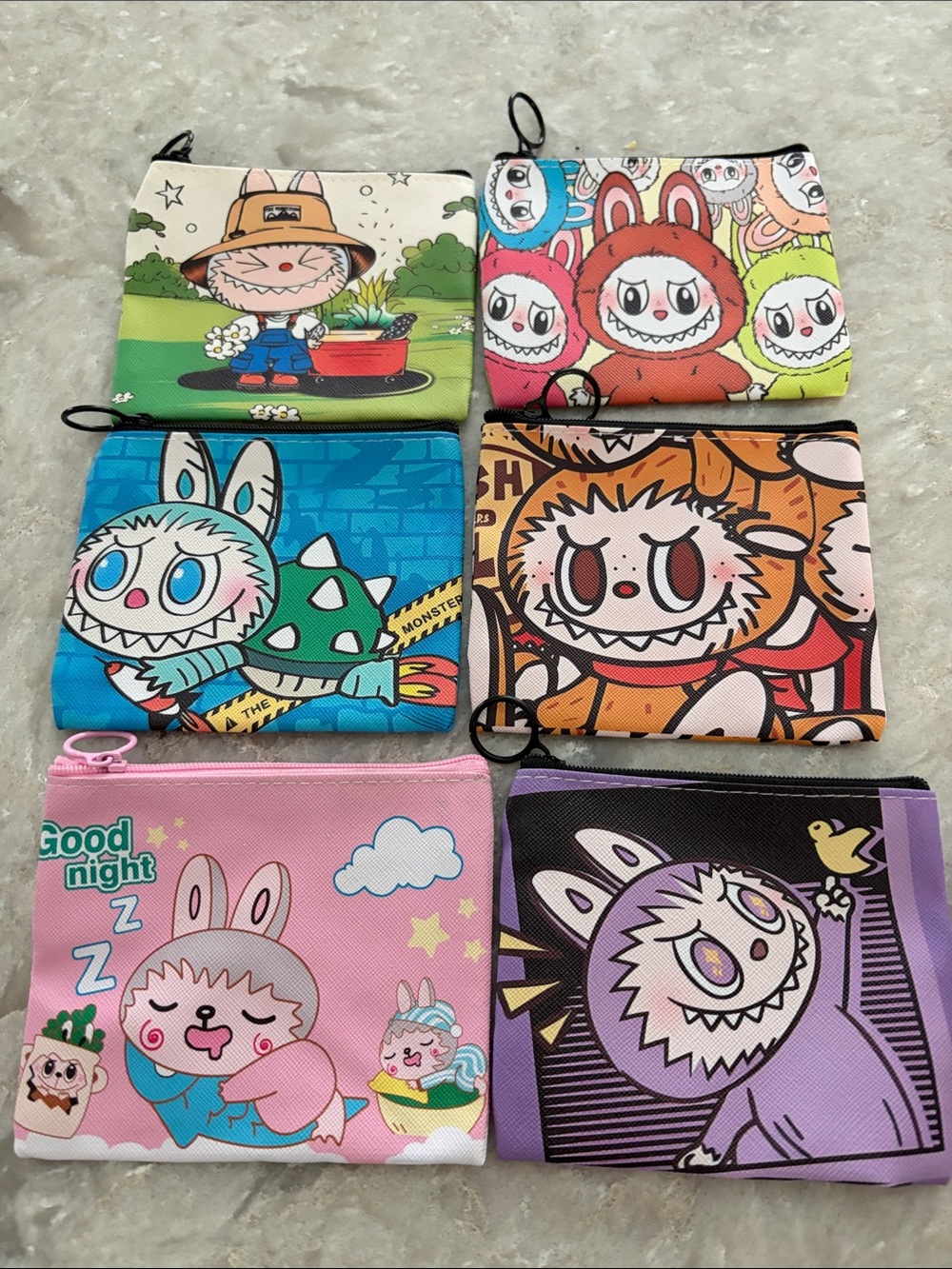 6 Cute Monster Coin Zip Pouch